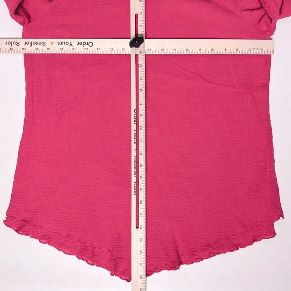 Soft Surroundings Layered Oversized Crinkle Blouse Pink Raspberry Women's Size S - Picture 7 of 9